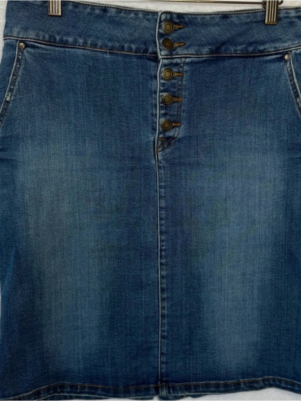 prAna Aubrey Denim Pencil Skirt Button Fly Size 10